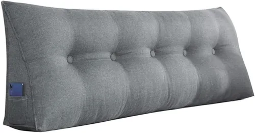 Vista 10 de Almohada triangular grande para cabecero de cuña de algodón suave y lino para sentarse en la cama, soporte de posicionamiento trasero, almohadas