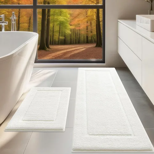 Vista 24 de IM HOME Tapetes de baño, felpa ultra suave, de microfibra esponjosa, absorbente, parte trasera antideslizante, lavable a máquina, tapetes para suelo