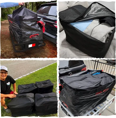 Vista 5 de Mockins - Bolsa de transporte de carga para remolque de 15 pies cúbicos con 4 cubos de embalaje 48"x18"x31" Waterproof Cargo Bag for Hitch Carrier