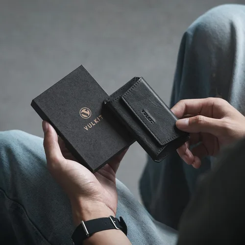 Vista 7 de VULKIT Funda de cuero para tarjetas de visita para hombre, delgada, con bolsillo, tarjetero para tarjetas de presentación, con capacidad para 20