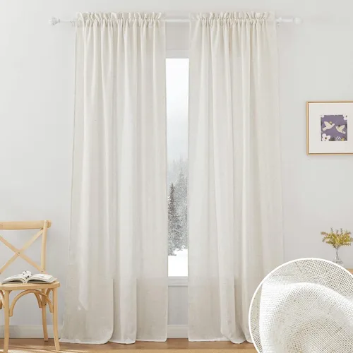 Vista 59 de RYB HOME - Cortinas de lino texturizado semitranslúcidas, privacidad media, filtro de luz, decoración de ventana para dormitorio/baño/sala de estar