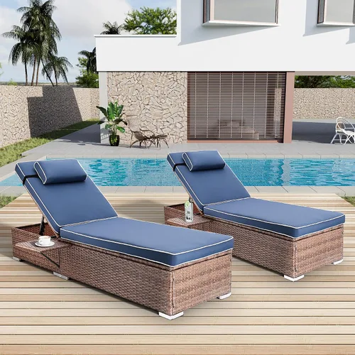 Vista 6 de Rophefx - Juego de 2 sillas de piscina para exteriores, color azul oscuro
