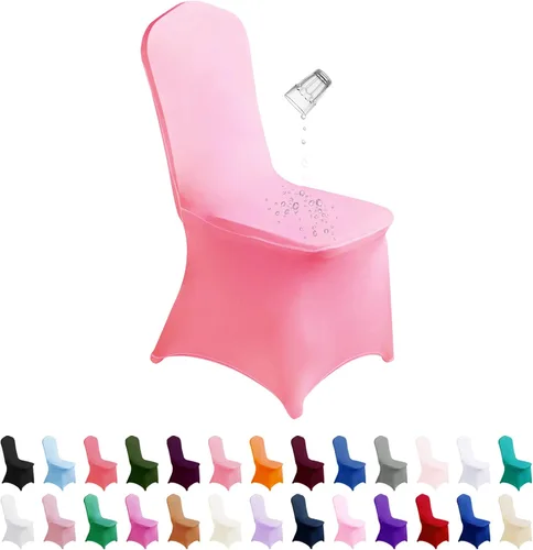 Vista 23 de SUPERO Funda impermeable de poliéster y elastano para silla (100 unidades, color negro) - Fundas elásticas para sillas de comedor, protector