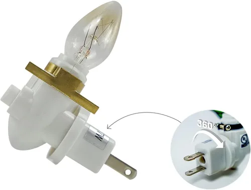 Vista 3 de BOXCASA Night Lamp Base 360 Plug in Night Light Module Includes 2 Bulbs Warm Yellow 360 Night Light Module DIY Stained Glass Metal Clip 2 Pin Plug