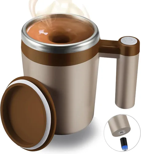 Vista 11 de Taza autoagitadora, taza de café magnética recargable con 2 barras de agitación, taza de mezcla automática impermeable para leche/cacao en la Negro