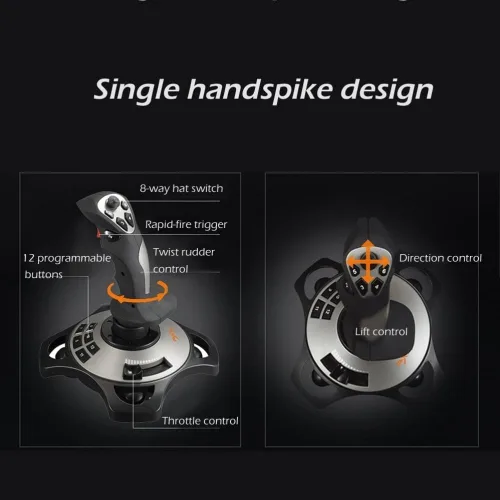 Vista 2 de Joystick de PC, Controlador de juego USB para simulador de vuelo con función de vibración y control de acelerador, PXN 2113 mando con cable