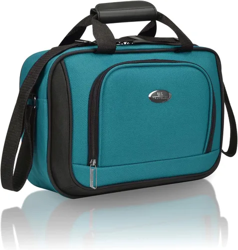Vista 4 de U.S. Traveler Rio - Maleta ligera de mano de 20 pulgadas, diseño expandible de lado suave, duradera, para negocios y viajes, verde azulado, Rio