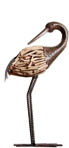 Vista 4 de Escultura de estatua china de feng shui animales de madera, grúas, arte de hierro, pequeños adornos, adornos de escritorio hechos a mano, regalos