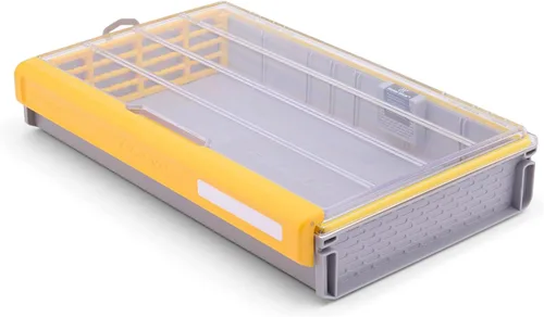 Vista 19 de Caja de Utilidad Premium Plano EDGE Flex Crankbait 3700, Gris y Amarillo con Tapa Transparente, Caja de Almacenamiento Impermeable para Pequeños