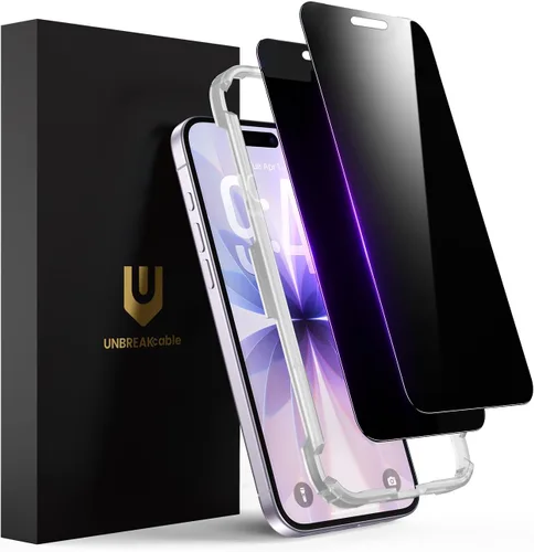 Vista 19 de UNBREAKcable Protector de pantalla de privacidad para iPhone 15, cobertura completa, vidrio templado inastillable [borde a borde]