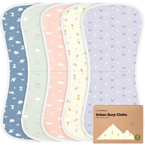 Vista 31 de Paños orgánicos para eructos para bebés niños y niñas, paquete de 5 paños de algodón súper absorbentes para bebés, trapos suaves y afelpados