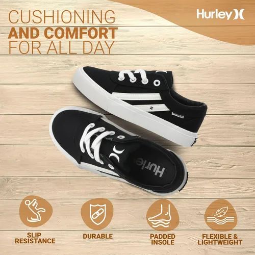 Vista 5 de Hurley Boardy - Tenis de skater con cordones, tenis bajos con cordones, a la moda, para niños y niñas, ligeros, clásicos, casuales, para niños