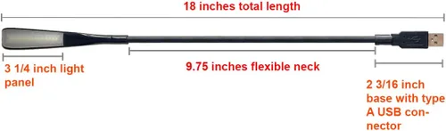 Vista 6 de Lámpara de lectura USB con interruptor táctil regulable de 14 LED y cuello de cisne flexible para laptop, computadora de escritorio, PC