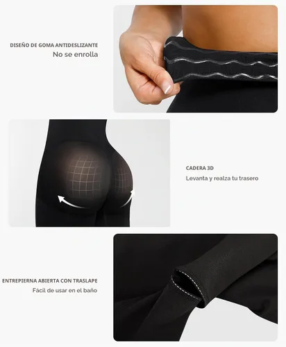 Vista 4 de FeelinGirl Fajas moldeadoras de cintura alta para mujer, pantalones cortos de control de levantamiento de glúteos Negro