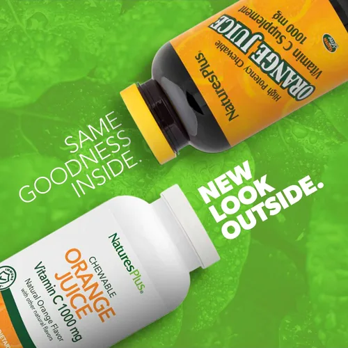 Vista 2 de NaturesPlus Jugo de naranja - 60 tabletas masticables - 1000 mg de vitamina C - Suplemento de apoyo inmunológico de alta potencia, antioxidante