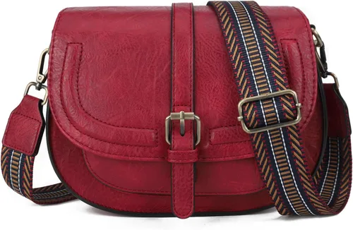 Vista 20 de Bolsa cruzada de cuero vegano para mujer, pequeña, para colgarla en el hombro, monedero, estilo bohemio Beige