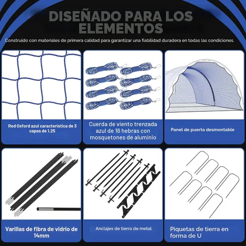 Vista 3 de Jaula de Bateo Portátil de 22 pies x 12 pies x 8 pies para Béisbol y Sóftbol – Jaula de Golpeo Fácil de Instalar con Agujero para Máquina