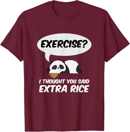 Vista 12 de ¿Ejercicio? I Thought You Said Extra Rice Panda Gift T-Shirt, Negro, S