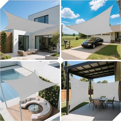Vista 4 de Toldo rectangular de 16 x 20 pies para bloquear la luz solar para patio al aire libre, jardín, patio, terraza, pérgola (gris claro)