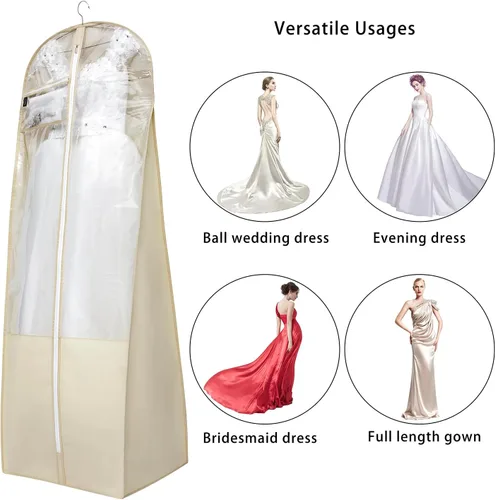 Vista 2 de ANZORG Bolsa de vestido de novia de 70 pulgadas para vestidos largos, bolsa de ropa de viaje para baile de graduación, vestido de noche, enagua