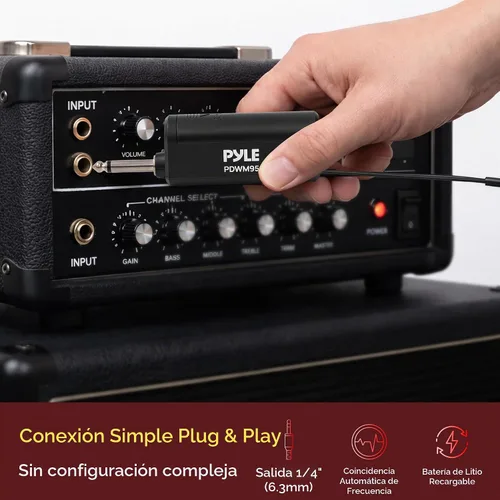 Vista 4 de Pyle Sistema de micrófono USB profesional, micrófono portátil dinámico de 16 canales con sonido claro de largo alcance, micrófono inalámbrico