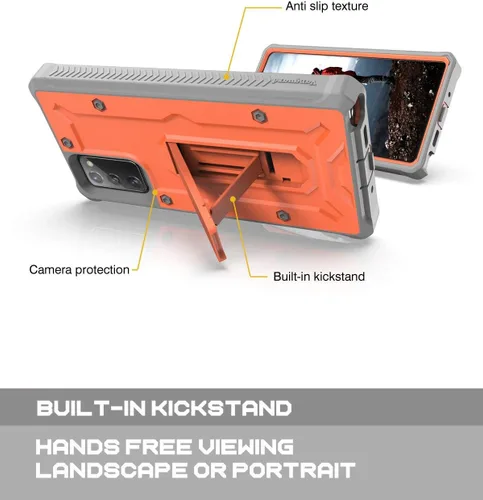 Vista 5 de ArmadilloTek Vanguard - Funda diseñada para Samsung Galaxy Note 20 5G (versión 2020) de grado militar, cuerpo completo, resistente, con soporte