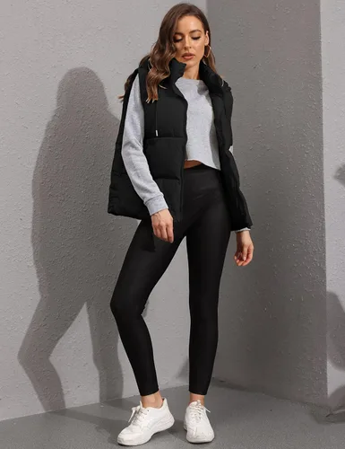 Vista 5 de Lentta Chaleco acolchado sin mangas para invierno cálido con capucha para mujer