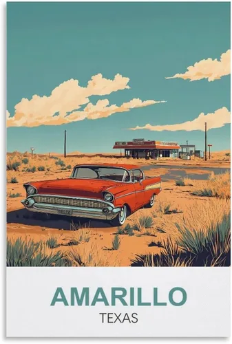Vista 9 de Amarillo Texas Vintage Travel Poster 12x18inch(30x45cm) Canvas Wall Art Prints Frame