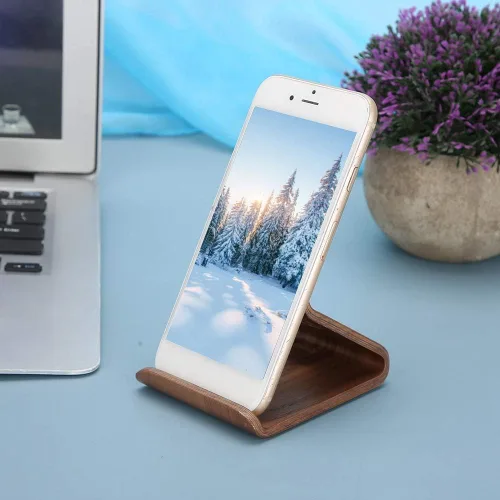 Vista 7 de Rodipu Soporte de madera para teléfono - Soporte para teléfono celular y tableta (nogal)