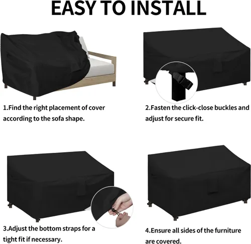 Vista 7 de Easy-Going Funda impermeable para sofá de patio, resistente a los rayos UV, funda de sofá biplaza para exteriores, funda para muebles de jardín
