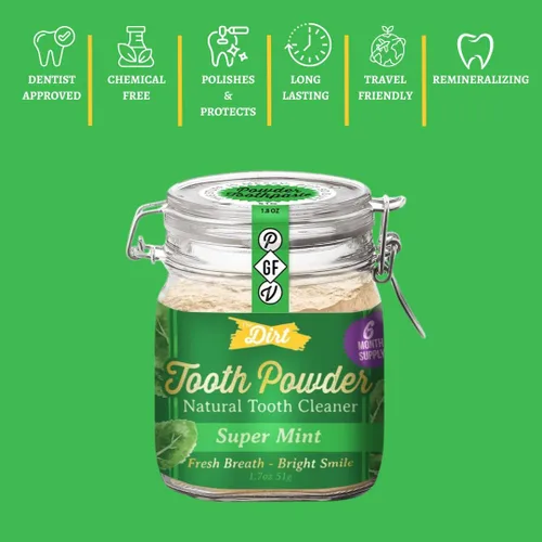 Vista 6 de The Dirt - Polvo de dientes remineralizante, polvo blanqueador de dientes natural sin flúor con hidroxiapatita, sin flúor ni gluten, vegano orgánico