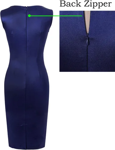 Vista 5 de VFSHOW Vestido ajustado con cremallera para mujer, para trabajo, negocios, oficina, cóctel, fiesta, vestido ajustado