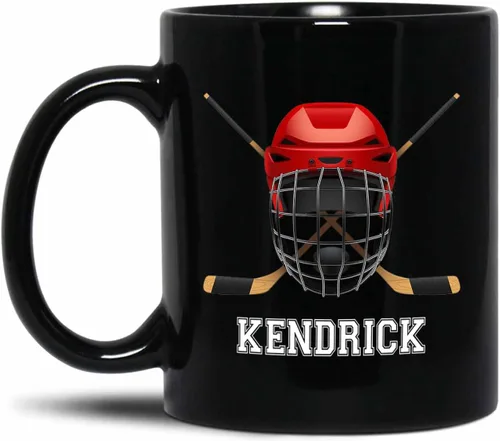Vista 8 de Taza de café de fútbol personalizada con nombre, regalos para hombres, mujeres, amantes del fútbol, taza de cerámica negra personalizada de 11 onzas