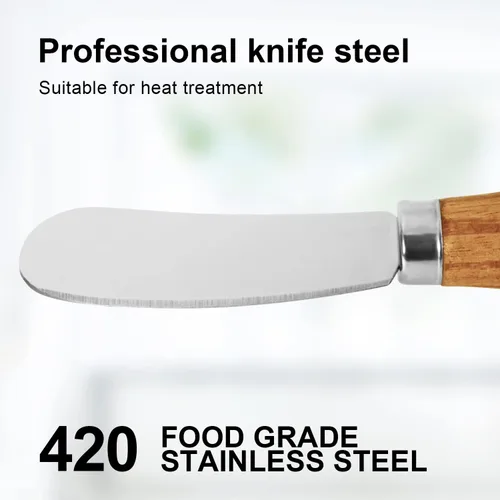 Vista 3 de Juego de cuchillos de queso, lindo cuchillo de mantequilla de pie de acero inoxidable 420 de grado alimenticio, cuchillos esparcidores