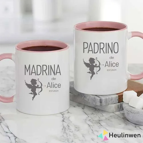 Vista 7 de Padrinos De Bautizo Propuesta Set 2 Tazas Café 11 oz, Quieres Ser Mi Madrina est 2024, Regalo de propuesta de padrinos, para Niño, Niña, Padrinos