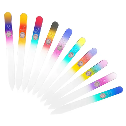 Vista 10 de Bona Fide Beauty Juego de limas de uñas de cristal checo de 8 piezas con fundas Lima de cristal de Bohemia checa, 8 limas de uñas de grano fino