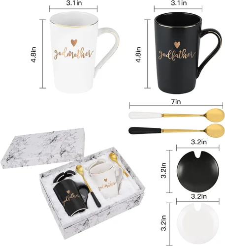 Vista 6 de YHRJWN Regalo de Propuesta para Padrinos, Taza de Café para Madrina y Padrino, Regalos de los Ahijados para los Padrinos, Regalos para Padrinos