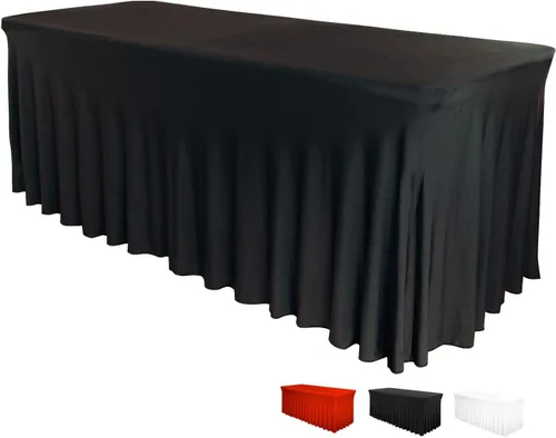 Vista 14 de Falda de mesa para mesas rectangulares de 6 pies – Fundas de mesa de elastano para mesa estándar de 6 pies – Mantel elástico ajustable de una pieza