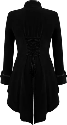 Vista 2 de Chaqueta medieval steampunk para mujer, disfraz victoriano de vampiro pirata