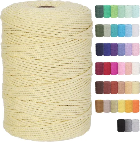 Vista 34 de Cuerda de macramé de algodón de 2 mm, 220 yardas, suministros naturales de macramé de color, cuerda de algodón suave para artesanía, para colgar