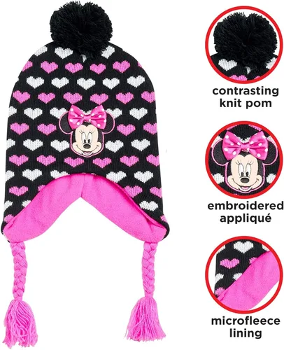 Vista 2 de Disney Conjunto de gorro y guantes de invierno de Minnie Mouse para niñas (niñasniñas)