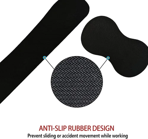 Vista 6 de Reposamuñecas para teclado + alfombrilla para mouse + reposamuñecas para mouse + posavasos, espuma viscoelástica ergonómica, juego de 4 almohadillas