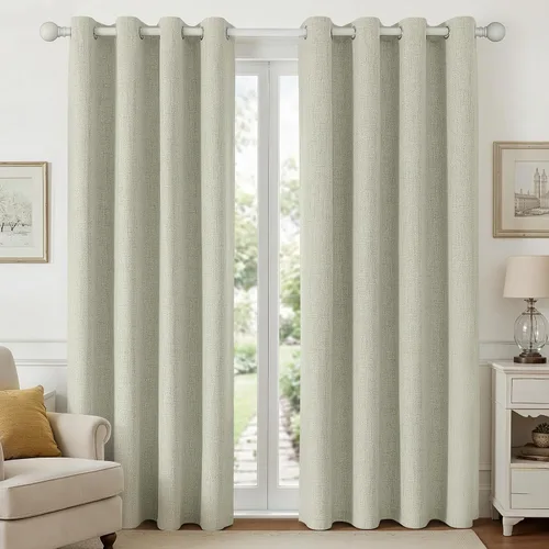 Vista 12 de Joydeco Cortinas negras 100% opacas para dormitorio, oscurecimiento de habitación, aislamiento térmico, cortinas cortas texturizadas con ojales
