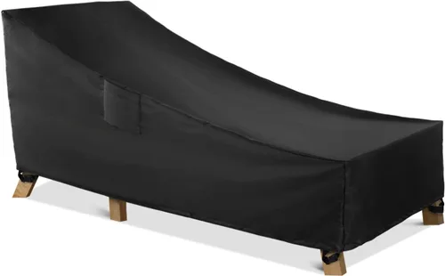 Vista 8 de WLEAFJ Funda impermeable para tumbona de patio, fundas resistentes para sillas de salón al aire libre, fundas negras duraderas para muebles
