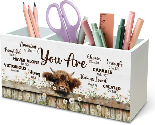Vista 37 de DILSJ Organizador inspirador de 2 compartimentos para lápices, organizador para escritorio, amantes de los pollos regalos para mujeres, Live Like