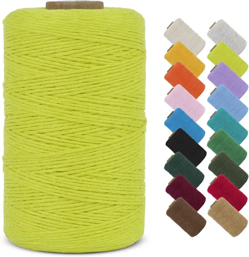 Vista 17 de Cuerda de macramé de algodón natural de 0.039 in x 426 yardas, cuerda de colores para manualidades, fabricación de joyas, colgar en la pared Verde