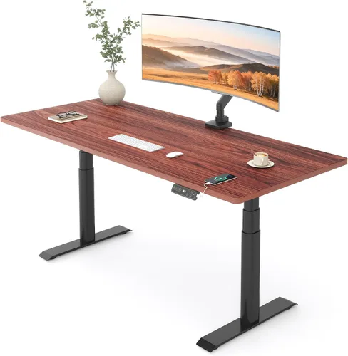 Vista 11 de FLEXISPOT E6 Pro - Escritorio eléctrico de pie de bambú de 3 etapas con patas ovaladas y motor doble, 48 x 24 pulgadas, mesa entera, altura
