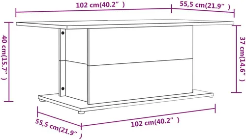 Vista 2 de Mesa de centro industrial, mesa de centro elevada de madera maciza adecuada para sala de estar, oficina, balcón, estudio negro 40.2 x 21.9 x 15.7