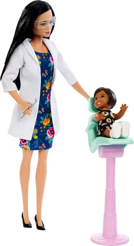 Vista 3 de Barbie Muñeca y juego de dentista, pelo negro