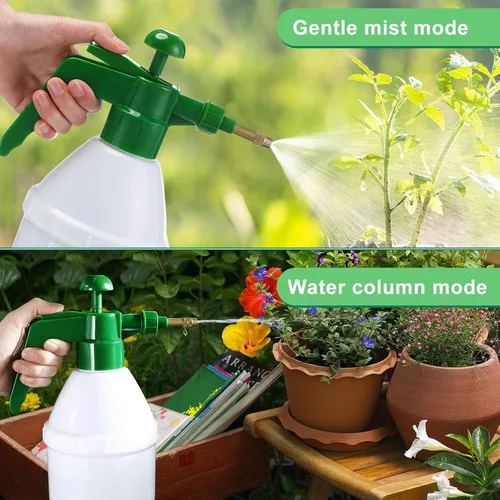 Vista 5 de Ziliny 2 botellas de pulverización de mano de 27 onzas, botellas de spray de jardín Mister, pulverizador de mano a presión para césped con boquilla